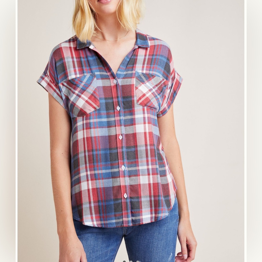 ANTHROPOLOGIE Cloth & Stone Eleanor Plaid Buttondown Shirt Large/XL